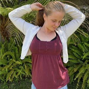 NWT Hollister Burgundy babydoll Top